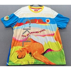 CKeL Copenhagen Shirt Mens Life at Ground Level Graphic Tee Blue Multicolor XL